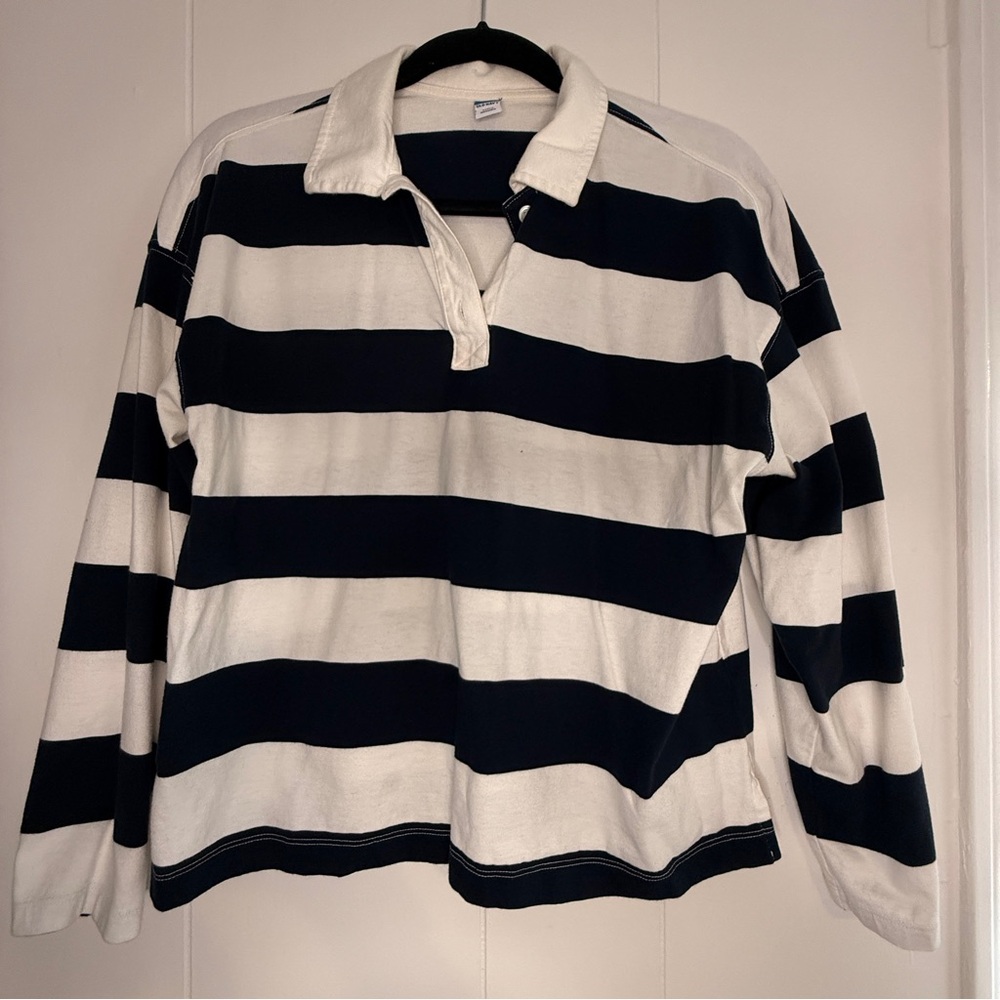 Old Navy Navy and White Striped Shirt